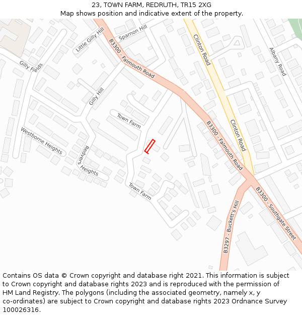 23, TOWN FARM, REDRUTH, TR15 2XG: Location map and indicative extent of plot