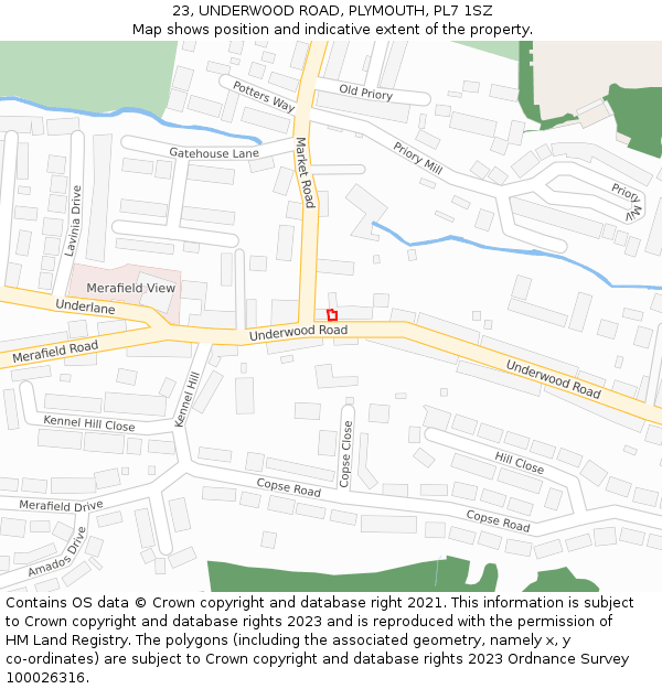 23, UNDERWOOD ROAD, PLYMOUTH, PL7 1SZ: Location map and indicative extent of plot