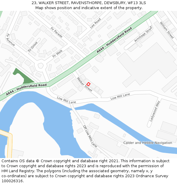 23, WALKER STREET, RAVENSTHORPE, DEWSBURY, WF13 3LS: Location map and indicative extent of plot