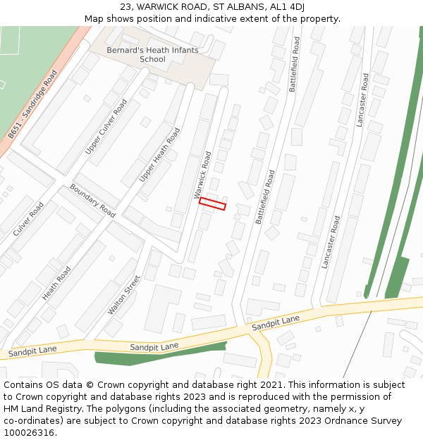 23, WARWICK ROAD, ST ALBANS, AL1 4DJ: Location map and indicative extent of plot