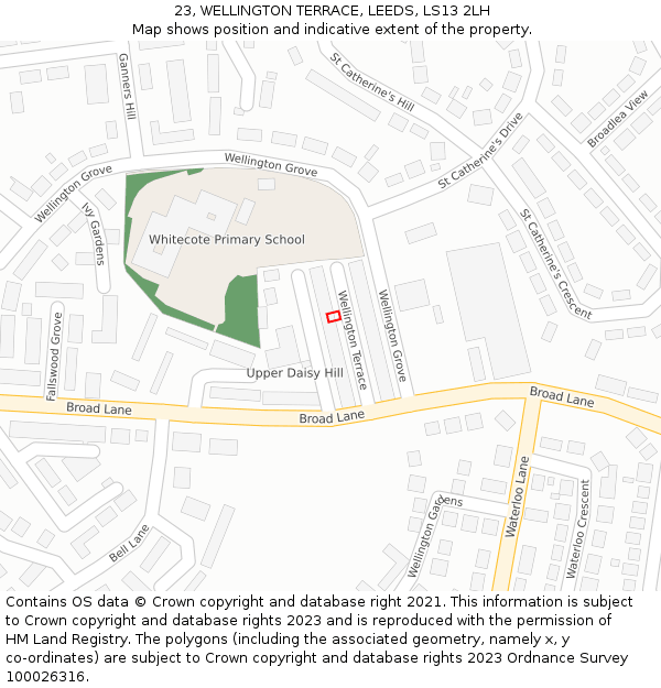 23, WELLINGTON TERRACE, LEEDS, LS13 2LH: Location map and indicative extent of plot