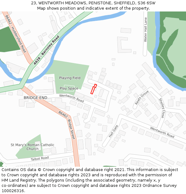 23, WENTWORTH MEADOWS, PENISTONE, SHEFFIELD, S36 6SW: Location map and indicative extent of plot