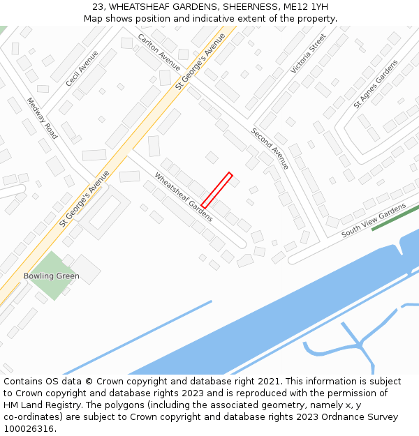 23, WHEATSHEAF GARDENS, SHEERNESS, ME12 1YH: Location map and indicative extent of plot