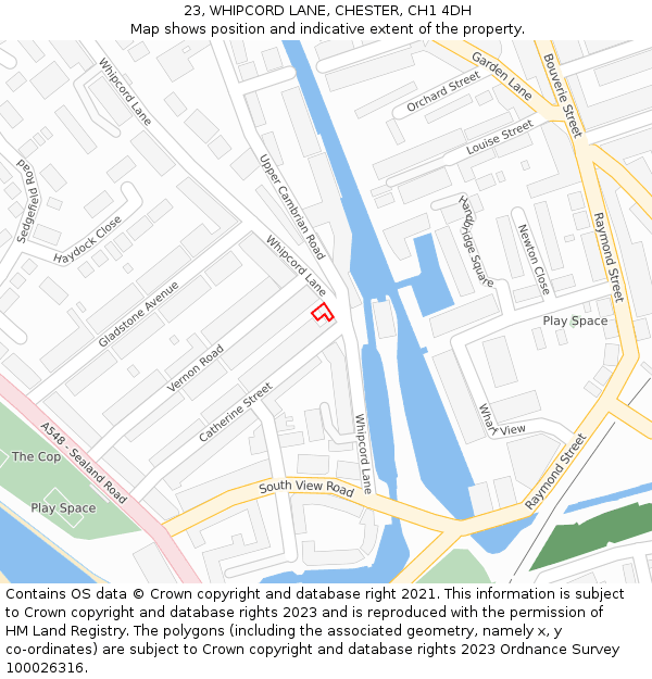 23, WHIPCORD LANE, CHESTER, CH1 4DH: Location map and indicative extent of plot