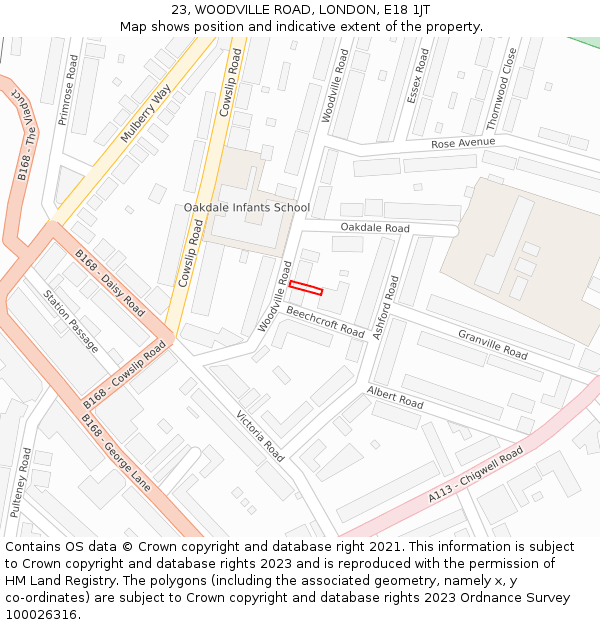 23, WOODVILLE ROAD, LONDON, E18 1JT: Location map and indicative extent of plot