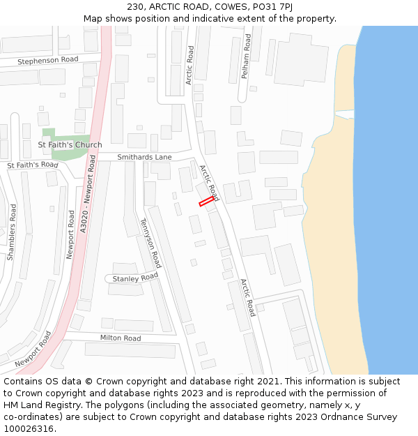 230, ARCTIC ROAD, COWES, PO31 7PJ: Location map and indicative extent of plot