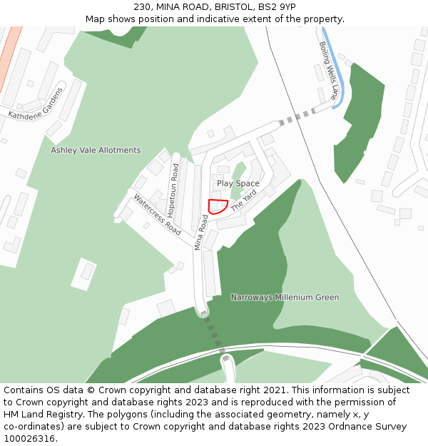 230, MINA ROAD, BRISTOL, BS2 9YP: Location map and indicative extent of plot