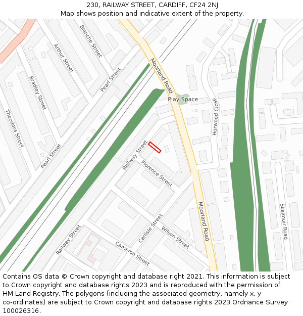 230, RAILWAY STREET, CARDIFF, CF24 2NJ: Location map and indicative extent of plot