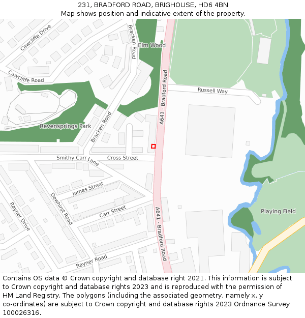 231, BRADFORD ROAD, BRIGHOUSE, HD6 4BN: Location map and indicative extent of plot