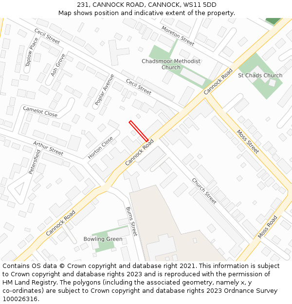 231, CANNOCK ROAD, CANNOCK, WS11 5DD: Location map and indicative extent of plot