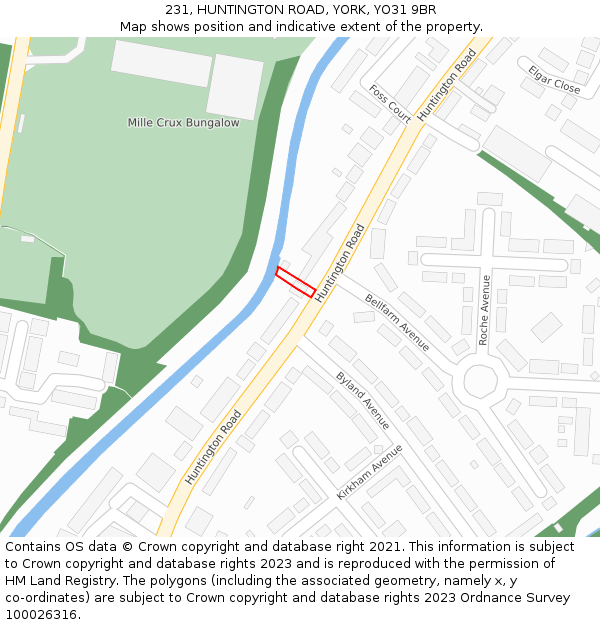 231, HUNTINGTON ROAD, YORK, YO31 9BR: Location map and indicative extent of plot