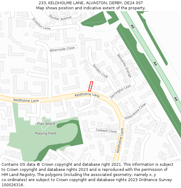 233, KELDHOLME LANE, ALVASTON, DERBY, DE24 0ST: Location map and indicative extent of plot