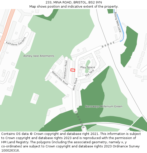 233, MINA ROAD, BRISTOL, BS2 9YN: Location map and indicative extent of plot