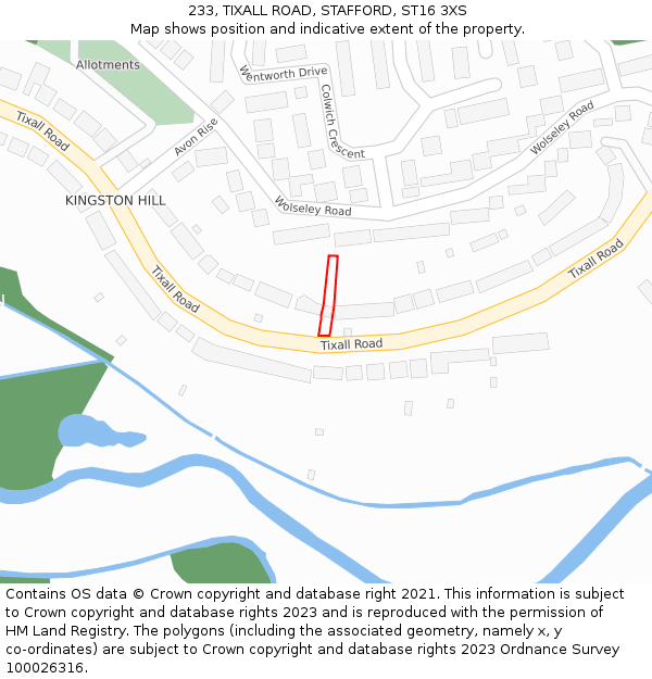 233, TIXALL ROAD, STAFFORD, ST16 3XS: Location map and indicative extent of plot