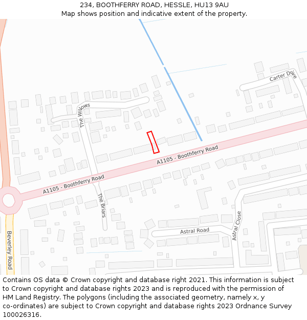 234, BOOTHFERRY ROAD, HESSLE, HU13 9AU: Location map and indicative extent of plot