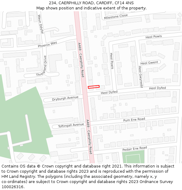 234, CAERPHILLY ROAD, CARDIFF, CF14 4NS: Location map and indicative extent of plot