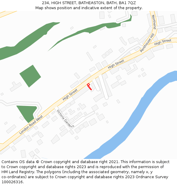234, HIGH STREET, BATHEASTON, BATH, BA1 7QZ: Location map and indicative extent of plot