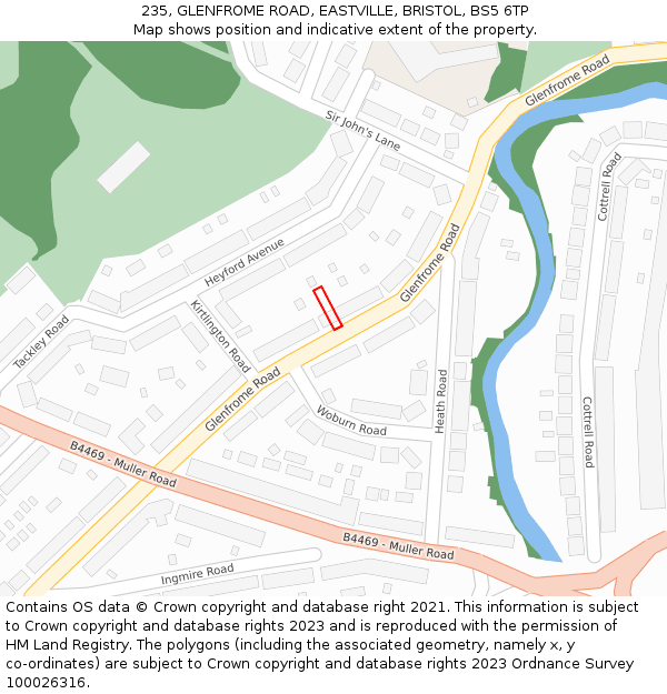 235, GLENFROME ROAD, EASTVILLE, BRISTOL, BS5 6TP: Location map and indicative extent of plot