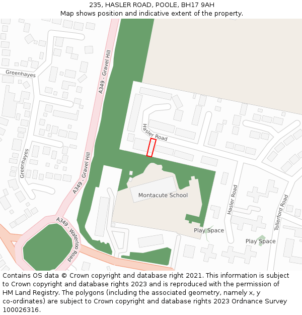235, HASLER ROAD, POOLE, BH17 9AH: Location map and indicative extent of plot
