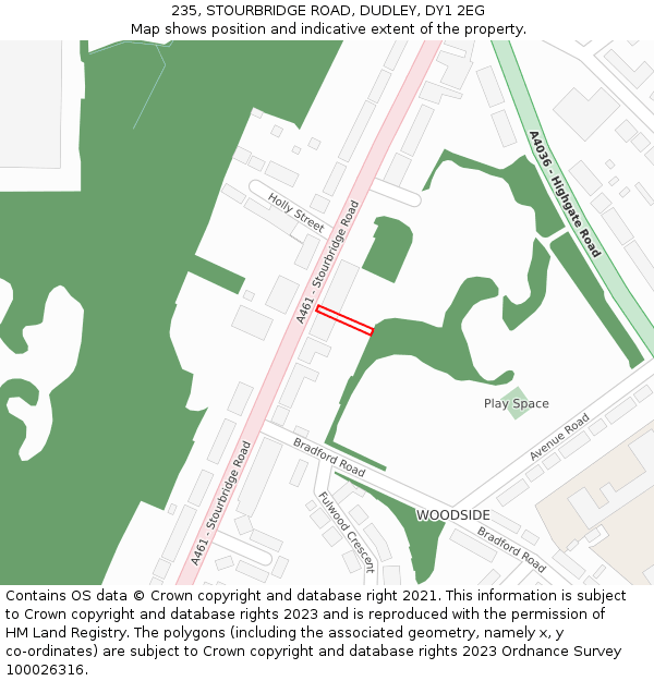 235, STOURBRIDGE ROAD, DUDLEY, DY1 2EG: Location map and indicative extent of plot