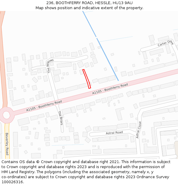 236, BOOTHFERRY ROAD, HESSLE, HU13 9AU: Location map and indicative extent of plot