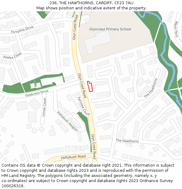 236, THE HAWTHORNS, CARDIFF, CF23 7AU: Location map and indicative extent of plot