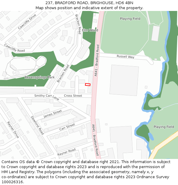 237, BRADFORD ROAD, BRIGHOUSE, HD6 4BN: Location map and indicative extent of plot