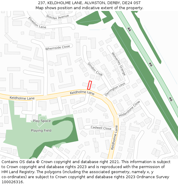 237, KELDHOLME LANE, ALVASTON, DERBY, DE24 0ST: Location map and indicative extent of plot
