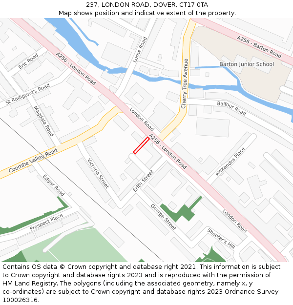 237, LONDON ROAD, DOVER, CT17 0TA: Location map and indicative extent of plot