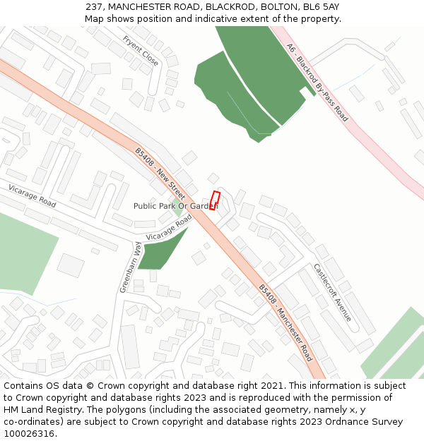 237, MANCHESTER ROAD, BLACKROD, BOLTON, BL6 5AY: Location map and indicative extent of plot