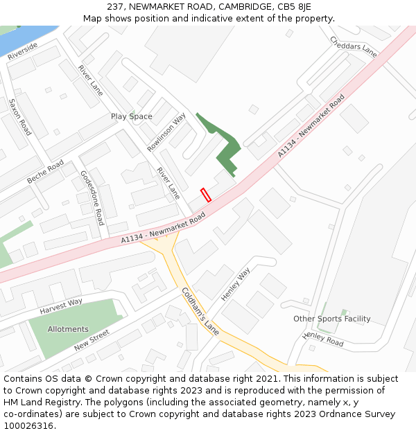 237, NEWMARKET ROAD, CAMBRIDGE, CB5 8JE: Location map and indicative extent of plot