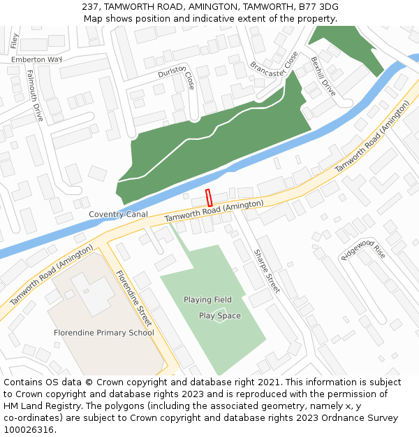 237, TAMWORTH ROAD, AMINGTON, TAMWORTH, B77 3DG: Location map and indicative extent of plot