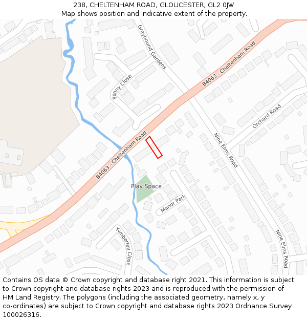 238, CHELTENHAM ROAD, GLOUCESTER, GL2 0JW: Location map and indicative extent of plot
