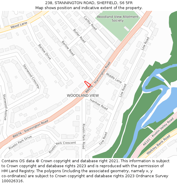 238, STANNINGTON ROAD, SHEFFIELD, S6 5FR: Location map and indicative extent of plot