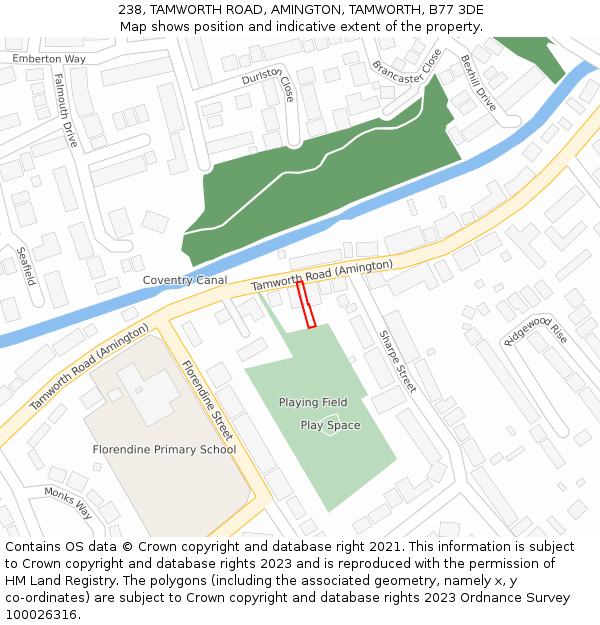 238, TAMWORTH ROAD, AMINGTON, TAMWORTH, B77 3DE: Location map and indicative extent of plot