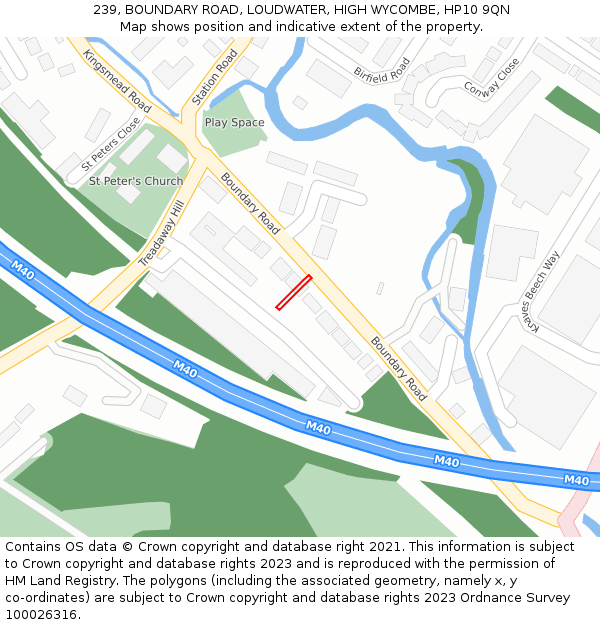 239, BOUNDARY ROAD, LOUDWATER, HIGH WYCOMBE, HP10 9QN: Location map and indicative extent of plot