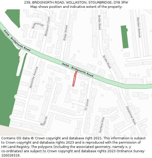 239, BRIDGNORTH ROAD, WOLLASTON, STOURBRIDGE, DY8 3PW: Location map and indicative extent of plot