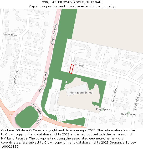 239, HASLER ROAD, POOLE, BH17 9AH: Location map and indicative extent of plot