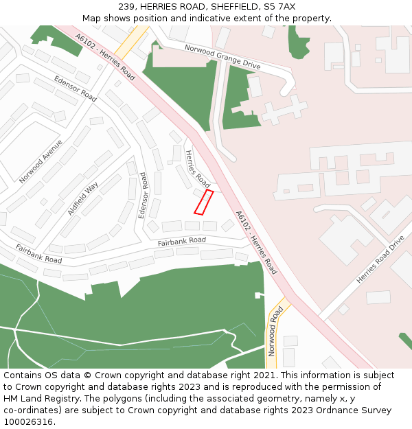 239, HERRIES ROAD, SHEFFIELD, S5 7AX: Location map and indicative extent of plot