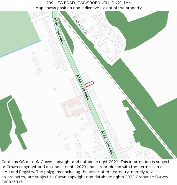 239, LEA ROAD, GAINSBOROUGH, DN21 1AN: Location map and indicative extent of plot