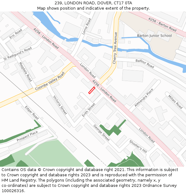 239, LONDON ROAD, DOVER, CT17 0TA: Location map and indicative extent of plot