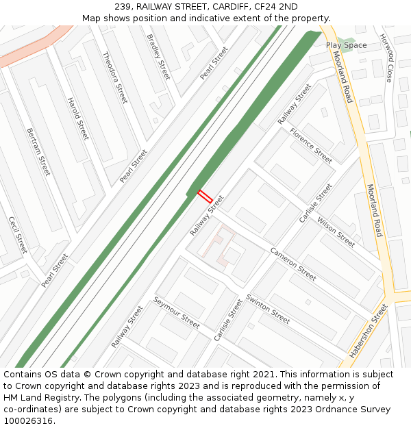 239, RAILWAY STREET, CARDIFF, CF24 2ND: Location map and indicative extent of plot