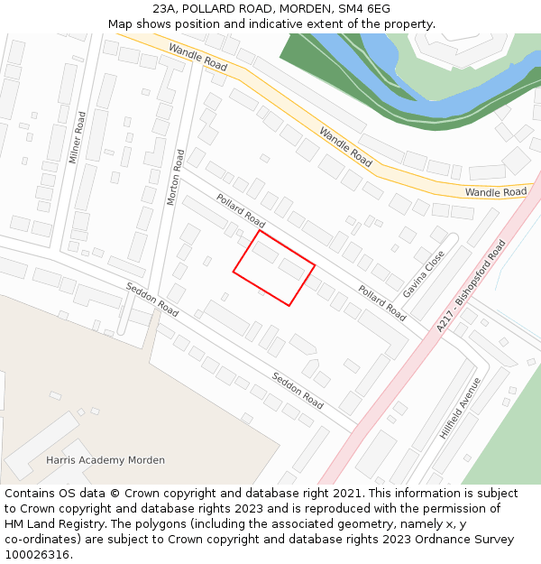 23A, POLLARD ROAD, MORDEN, SM4 6EG: Location map and indicative extent of plot