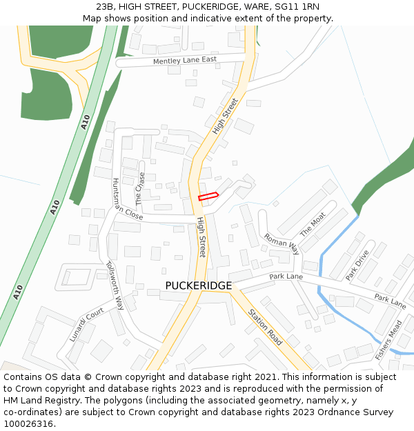 23B, HIGH STREET, PUCKERIDGE, WARE, SG11 1RN: Location map and indicative extent of plot