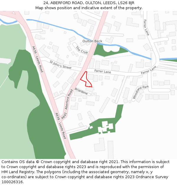 24, ABERFORD ROAD, OULTON, LEEDS, LS26 8JR: Location map and indicative extent of plot