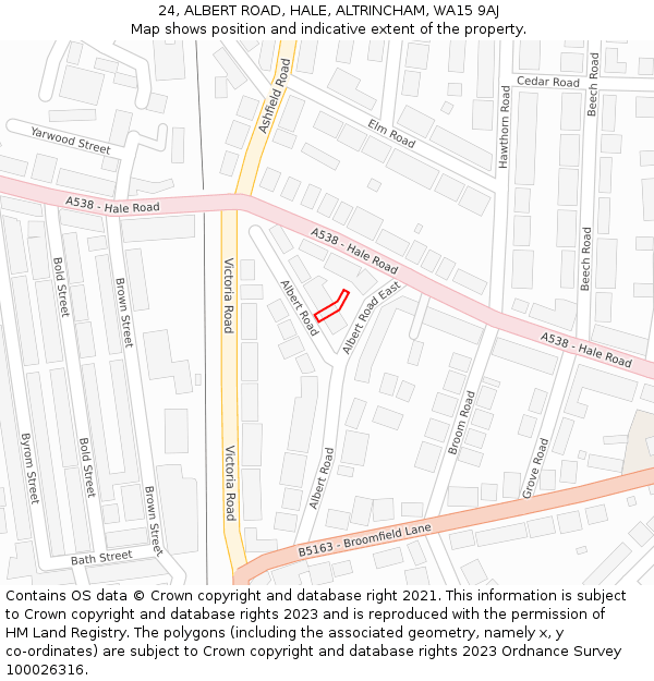 24, ALBERT ROAD, HALE, ALTRINCHAM, WA15 9AJ: Location map and indicative extent of plot
