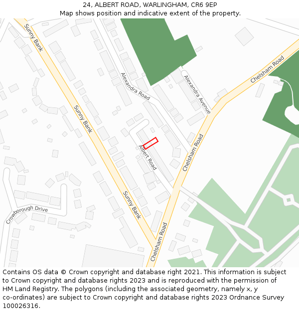 24, ALBERT ROAD, WARLINGHAM, CR6 9EP: Location map and indicative extent of plot