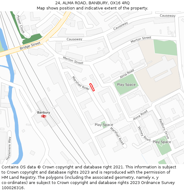 24, ALMA ROAD, BANBURY, OX16 4RQ: Location map and indicative extent of plot