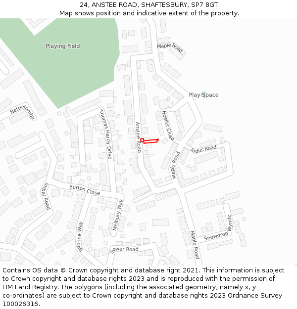 24, ANSTEE ROAD, SHAFTESBURY, SP7 8GT: Location map and indicative extent of plot