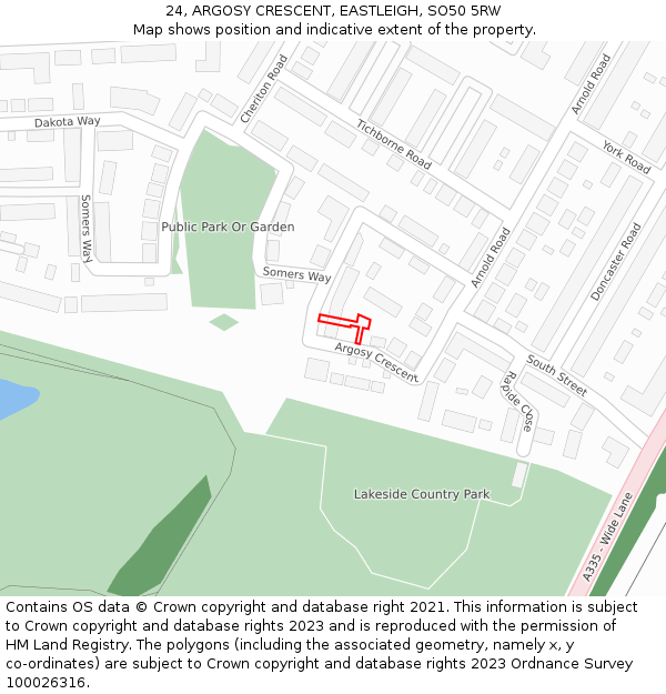 24, ARGOSY CRESCENT, EASTLEIGH, SO50 5RW: Location map and indicative extent of plot